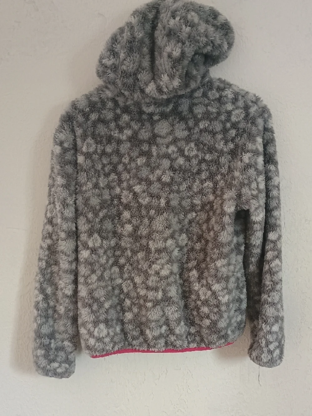 Eddie Bauer Gray Faux-Fur Hooded Puffer with Pink Trim